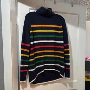 J. Crew Blue and Orange Turtleneck Sweater